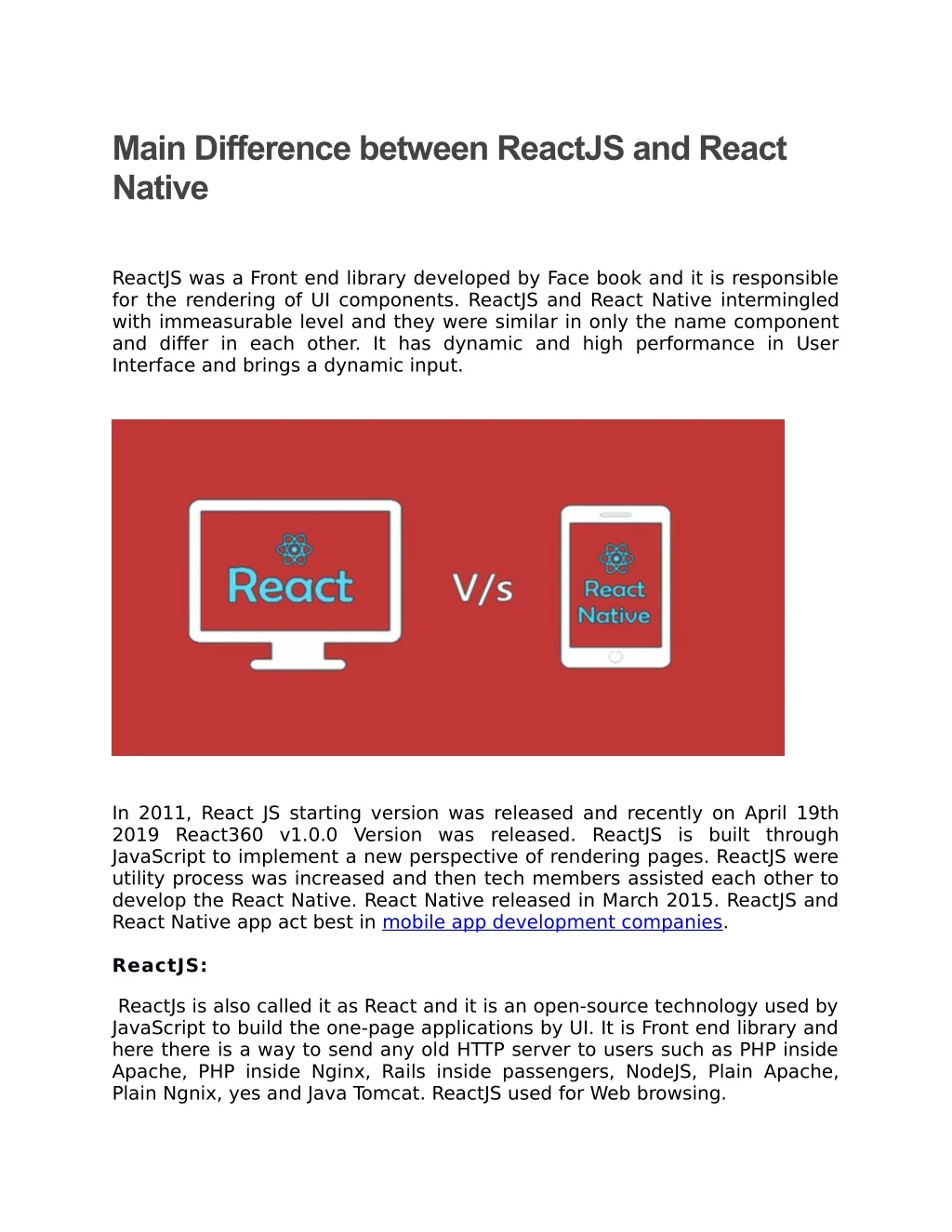 main difference between reactjs and react native