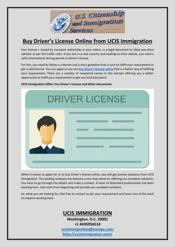 Buy Driver’s License Online from UCIS Immigration