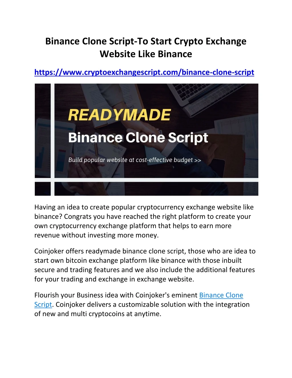 binance clone script to start crypto exchange