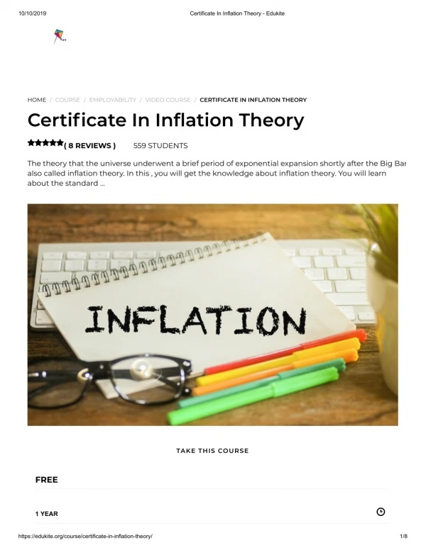 Certificate In Inflation Theory - Edukite