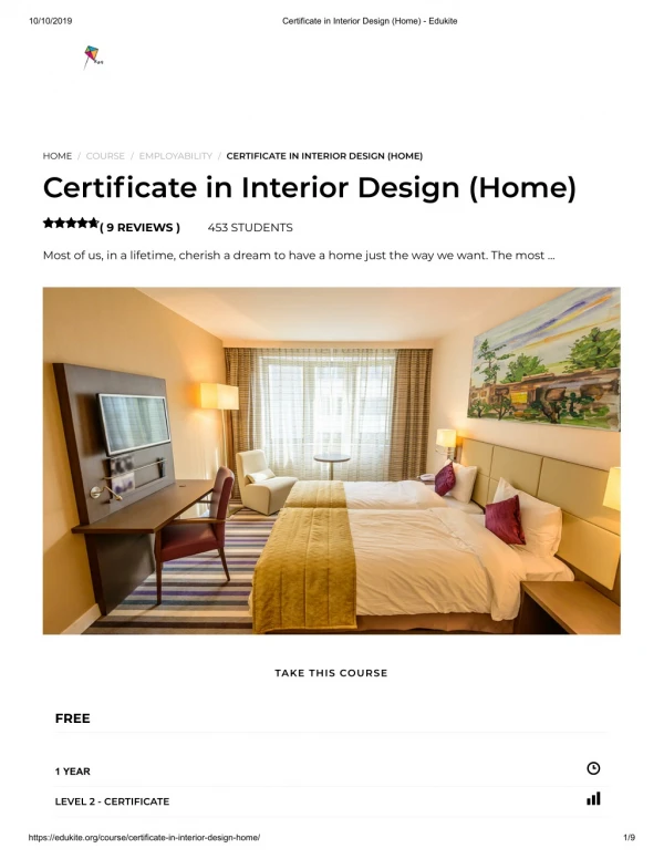 Certificate in Interior Design (Home) - Edukite