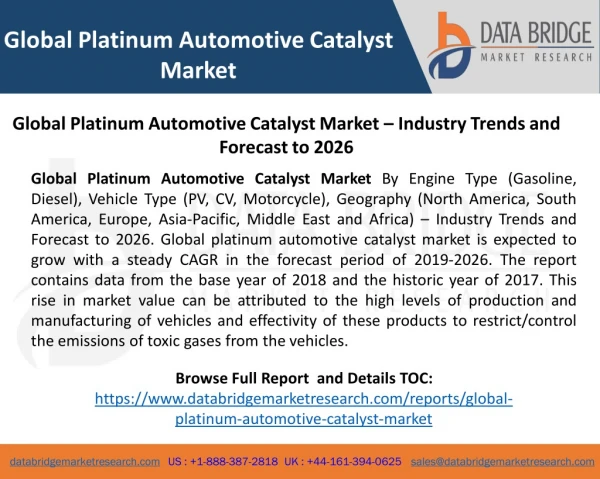 Global Platinum Automotive Catalyst Market – Industry Trends and Forecast to 2026