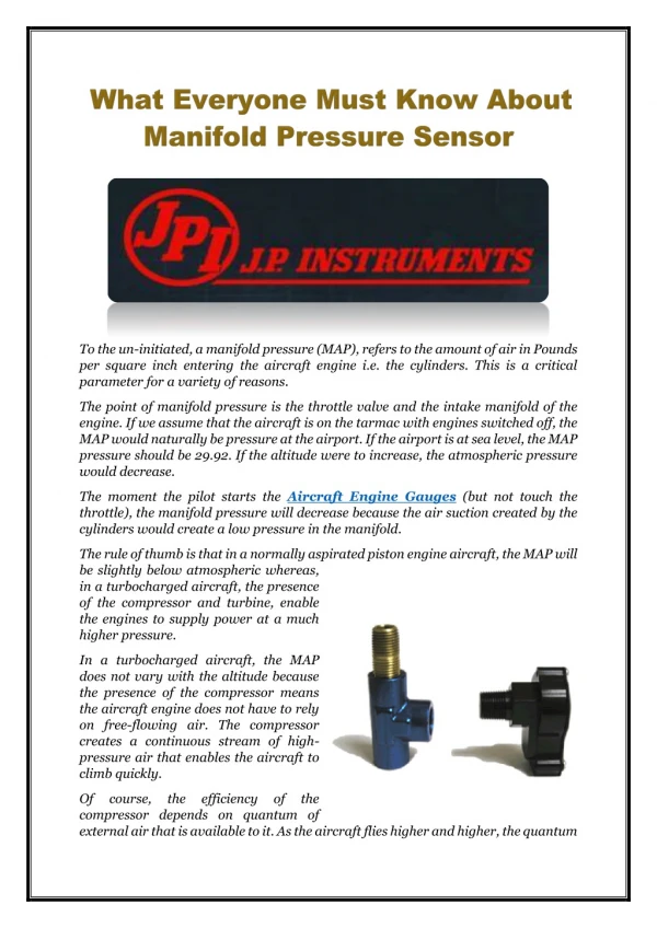 What Everyone Must Know About Manifold Pressure Sensor