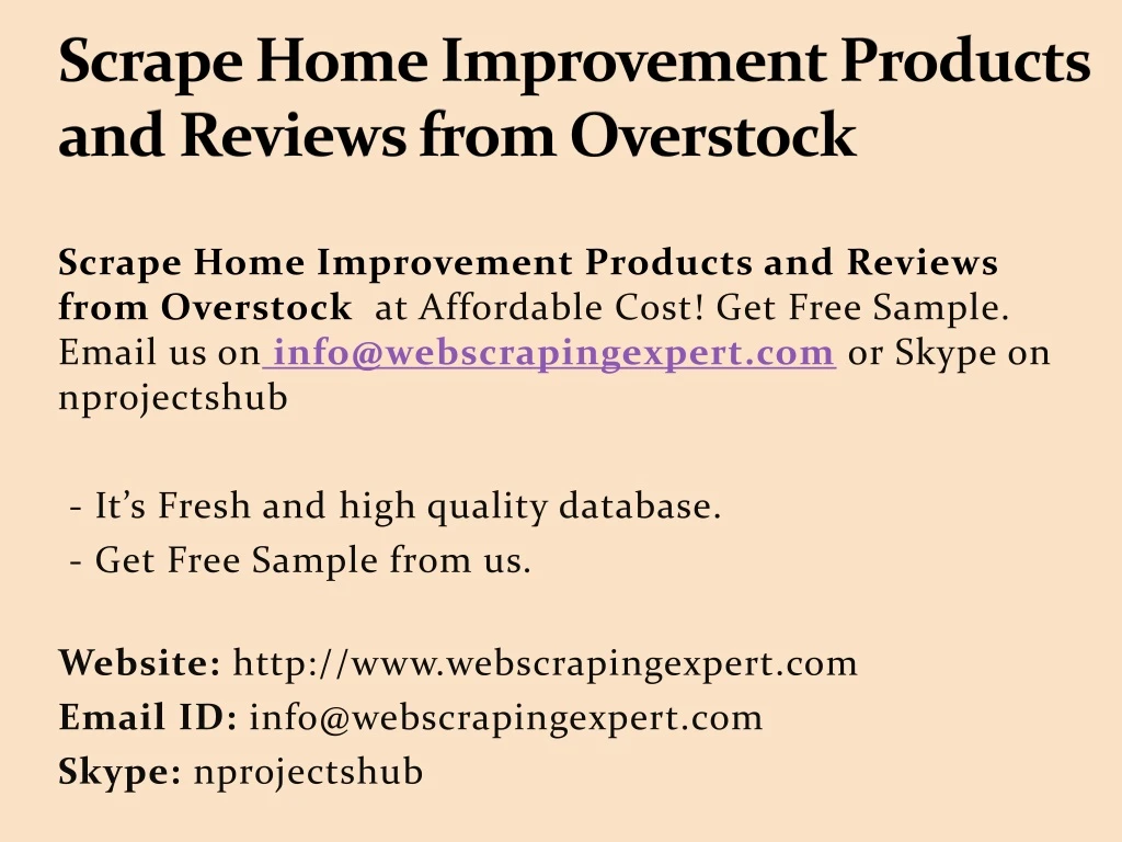 scrape home improvement products and reviews from overstock
