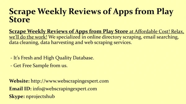 Scrape Weekly Reviews of Apps from Play Store