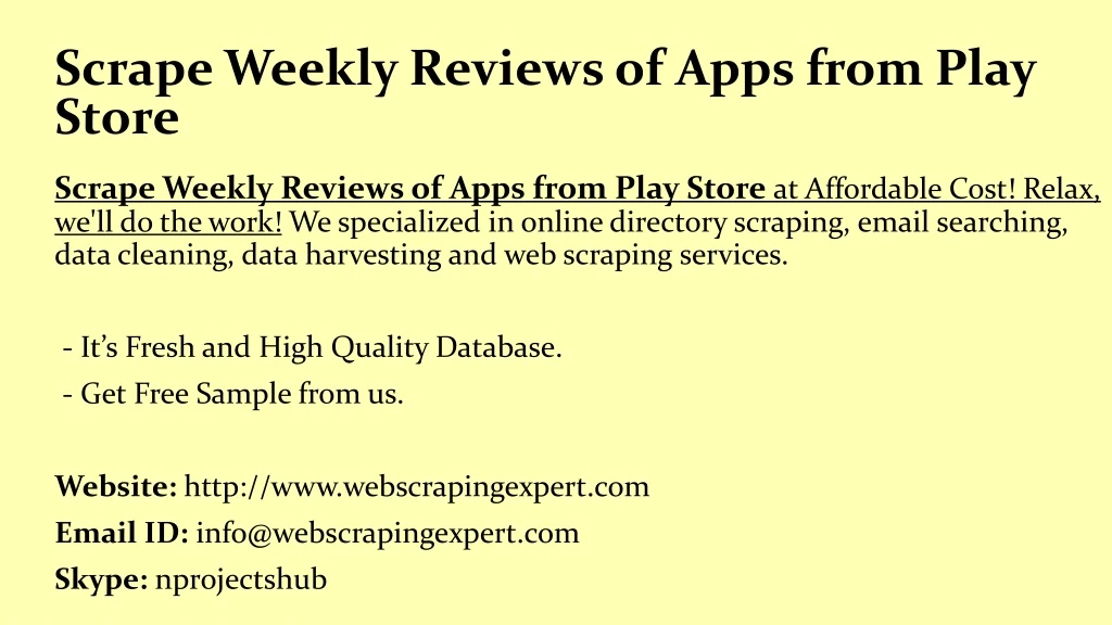 scrape weekly reviews of apps from play store