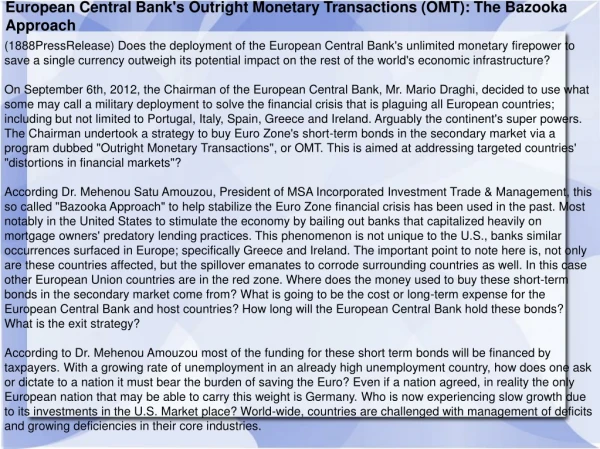 European Central Bank's Outright Monetary Transactions (OMT)