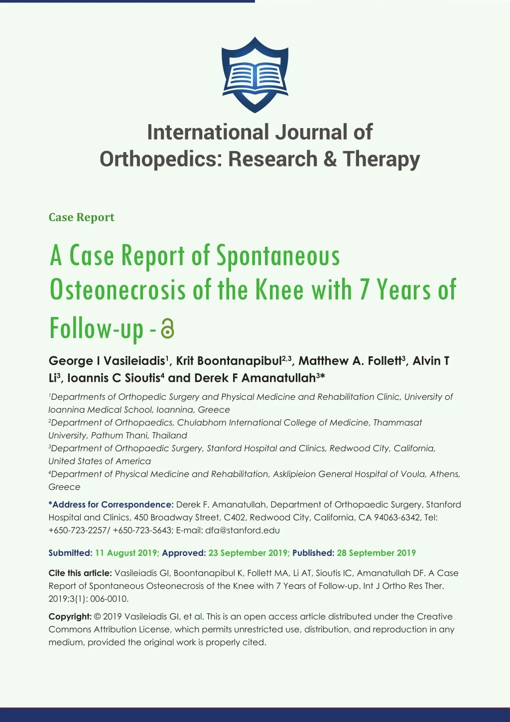 international journal of orthopedics research