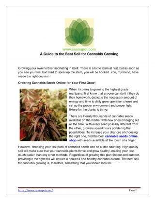 A Guide to the Best Soil for Cannabis Growing - slide 1