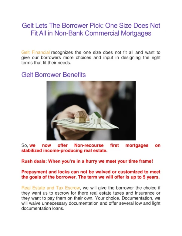 Non-Bank Commercial Mortgages
