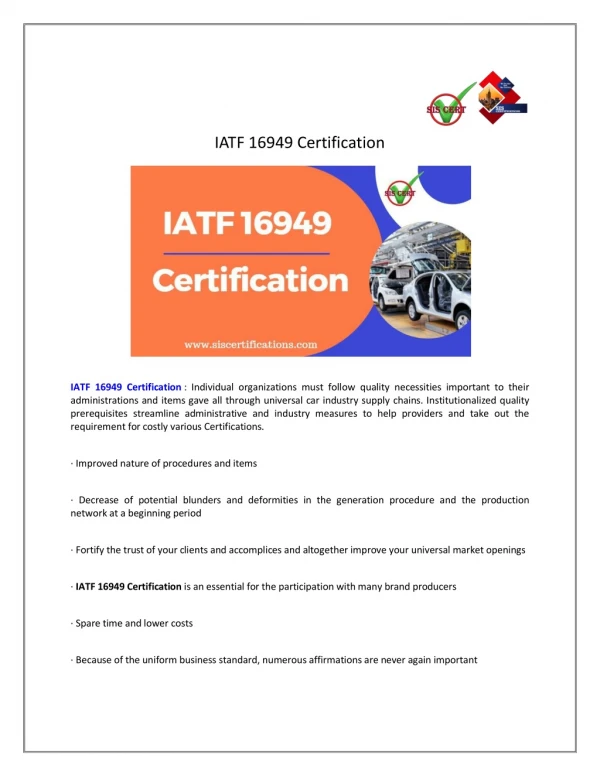 IATF 16949 Certification - SIS Certifications - Medium