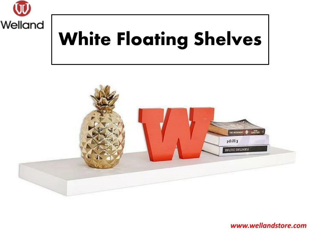 white floating shelves