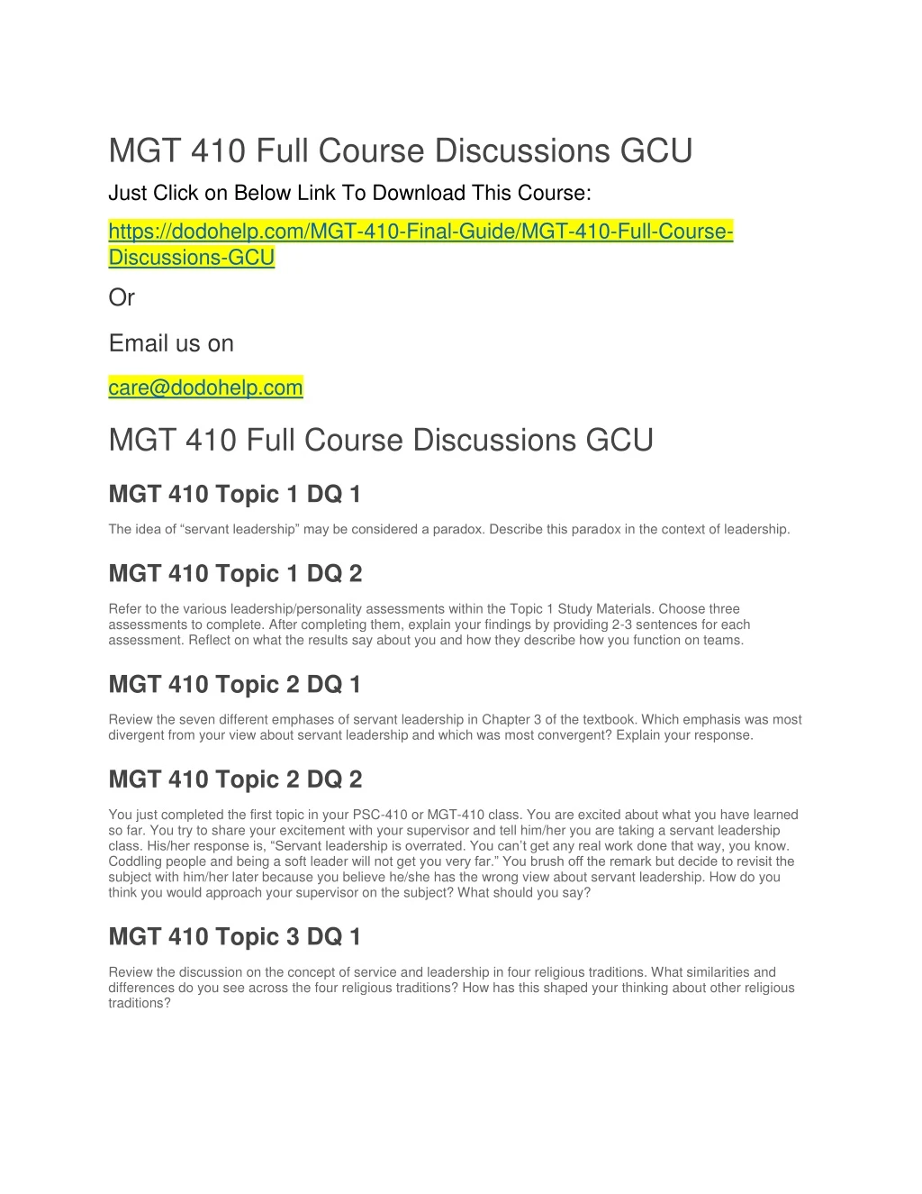 mgt 410 full course discussions gcu just click