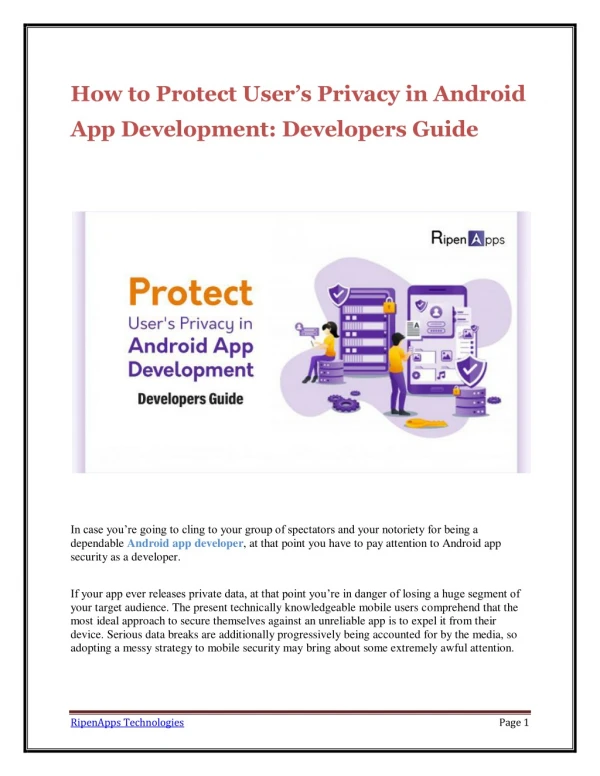 How to Protect User’s Privacy in Android App Development: Developers Guide