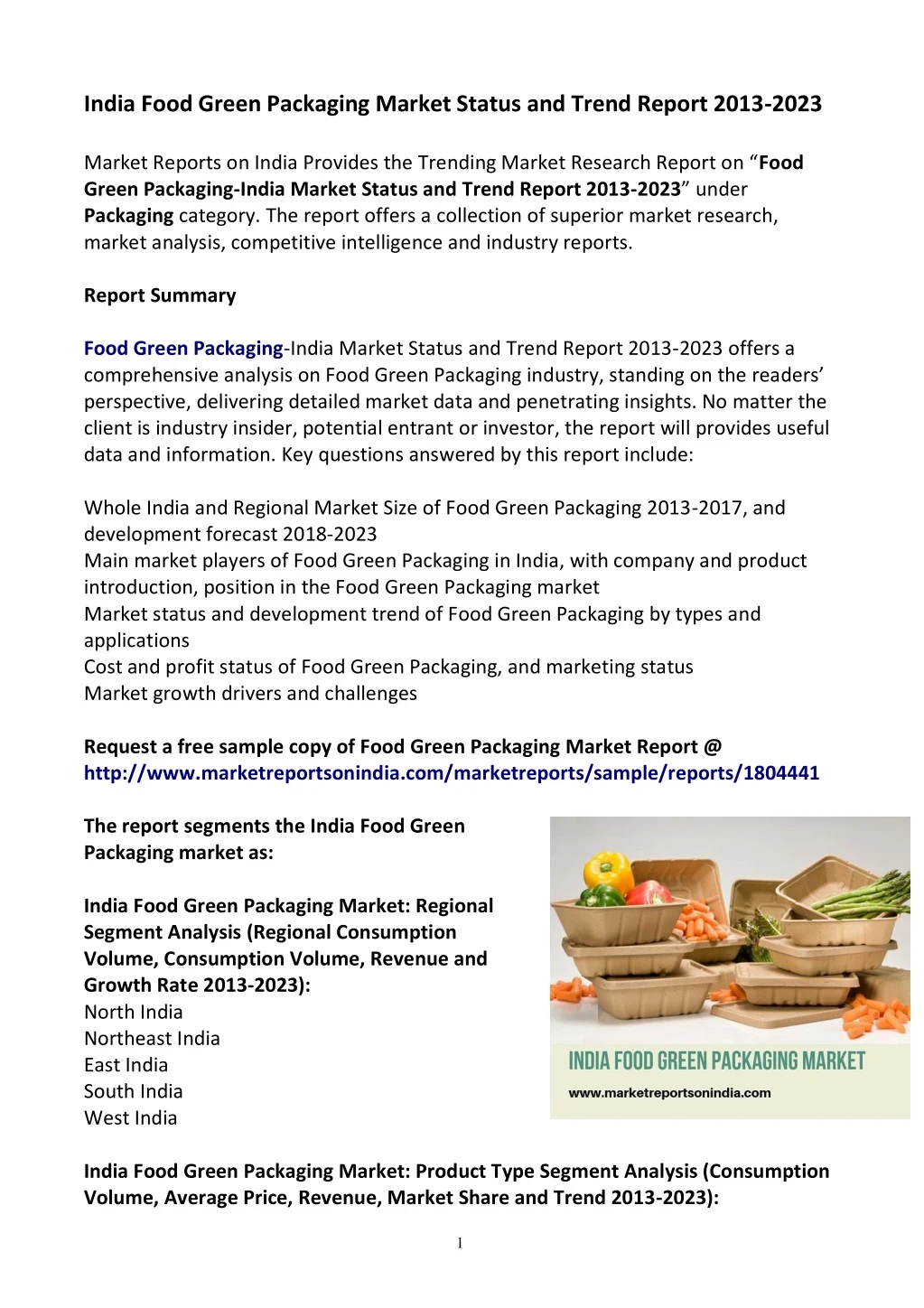 india food green packaging market status