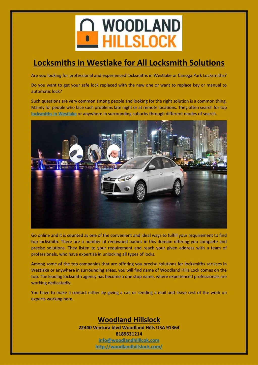 locksmiths in westlake for all locksmith solutions