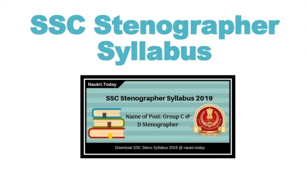 SSC Stenographer Syllabus 2019 Get Group C & D Steno Exam Pattern