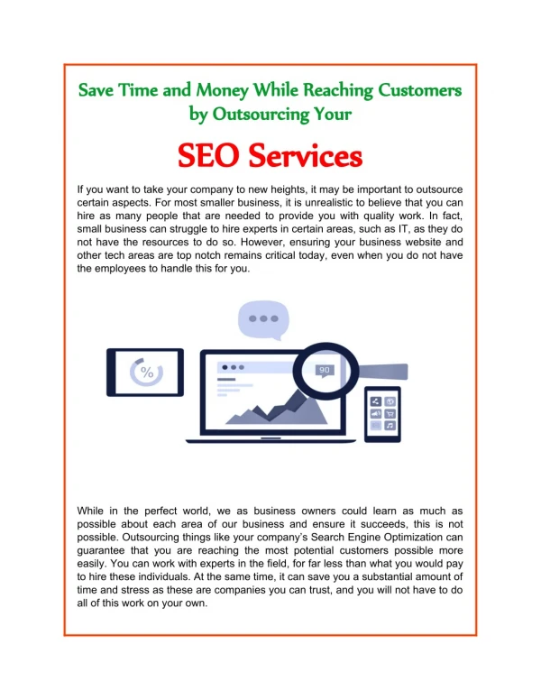 Save Time and Money While Reaching Customers by Outsourcing Your SEO Services