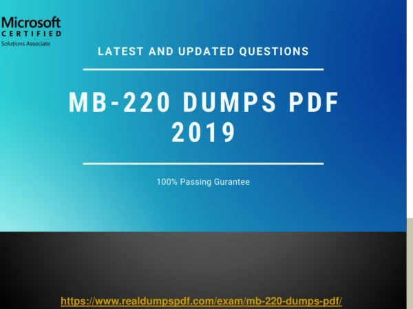 Microsoft MB-220 Dumps pdf - Latest And Updated