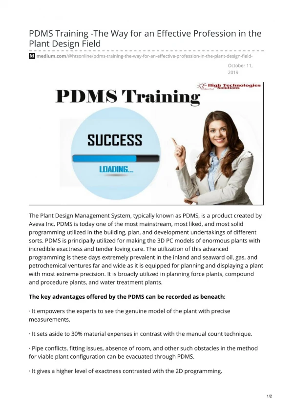 ISO Certified PDMS Training Institute in Delhi, India