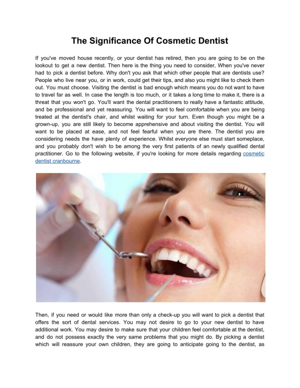 The Significance Of Cosmetic Dentist