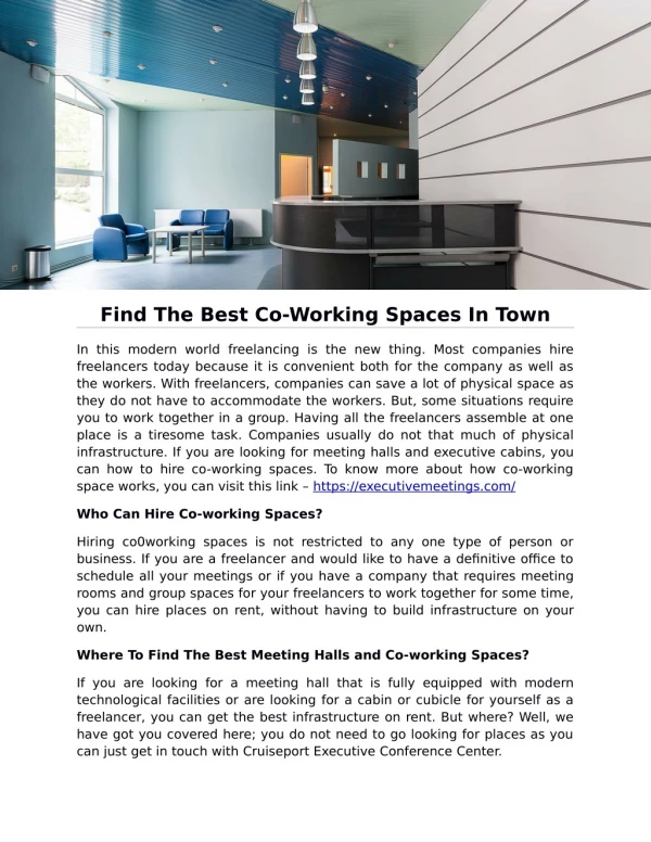 Find The Best Co-Working Spaces In Town