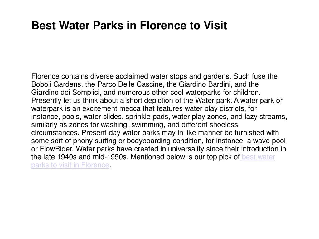 best water parks in florence to visit florence