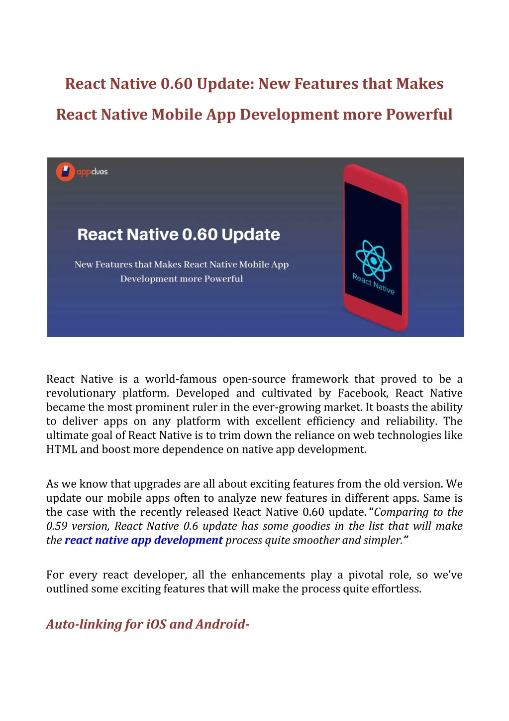 react native 0 60 update new features that makes