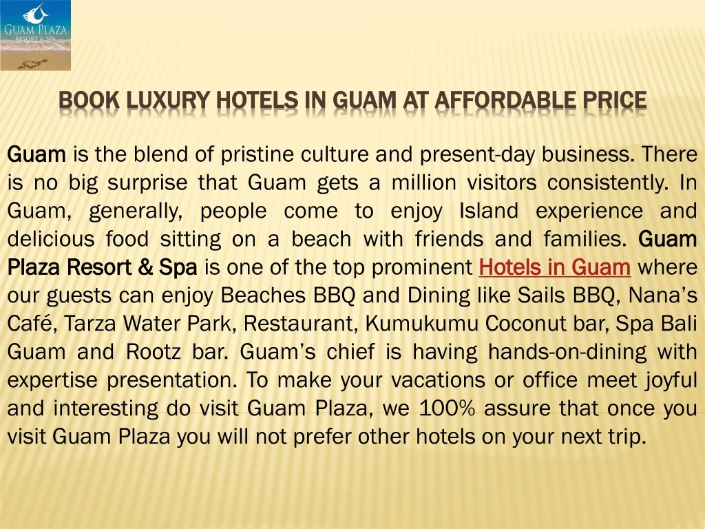 book luxury hotels in guam at affordable price