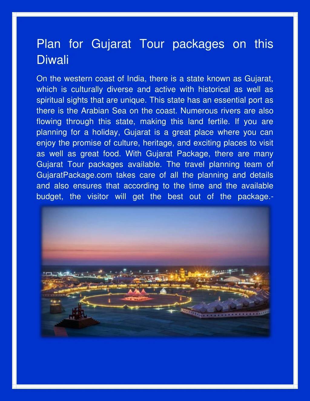 plan for gujarat tour packages on this diwali
