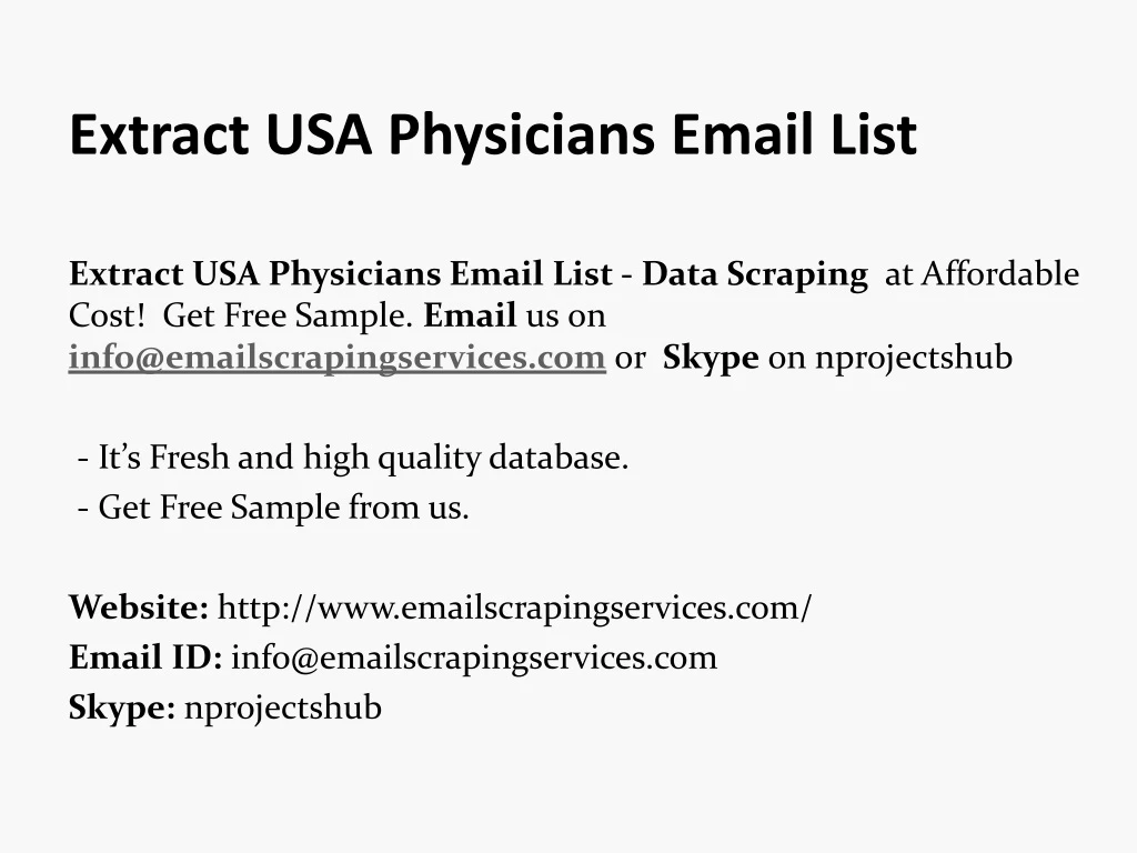 extract usa physicians email list