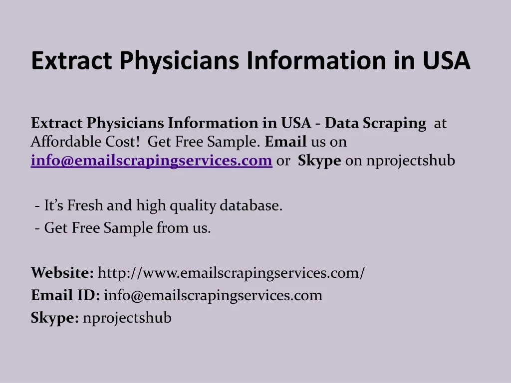 extract physicians information in usa