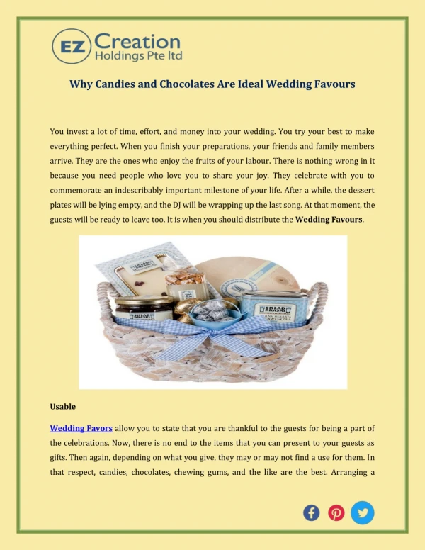 Why Candies and Chocolates Are Ideal Wedding Favours