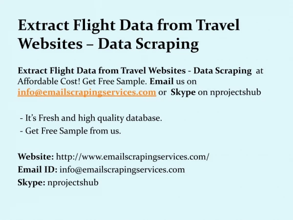 Extract Flight Data from Travel Websites