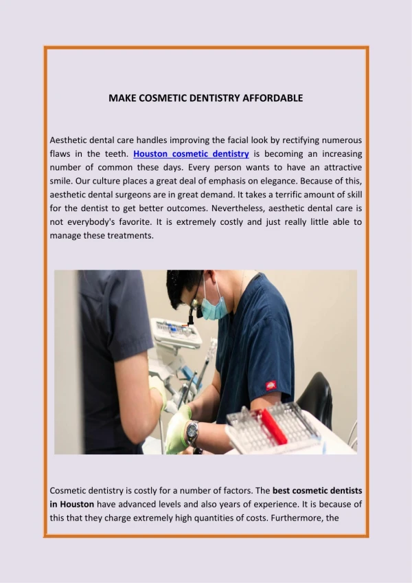 Make Cosmetic Dentistry Affordable