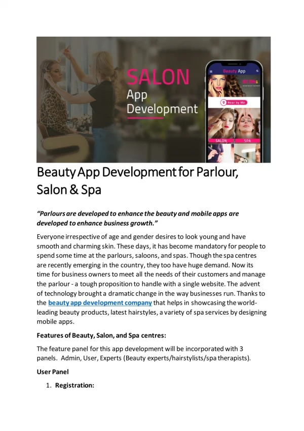 Beauty App Development For Parlor, Salon & Spa