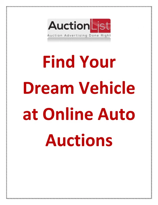 Find Your Dream Vehicle at Online Auto Auctions