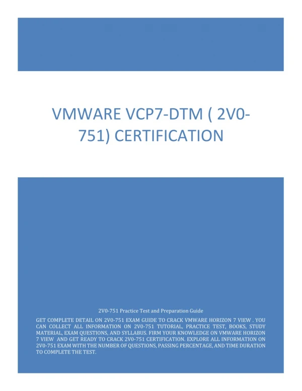 Study Guide for VMware VCP7-DTM ( 2V0-751) Certification