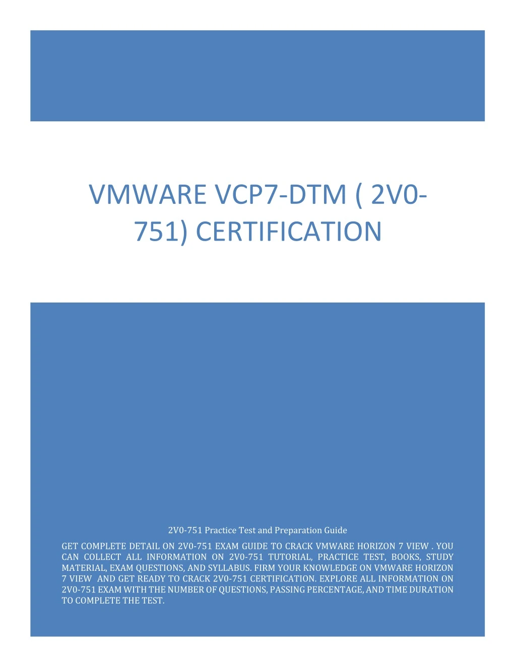 vmware vcp7 dtm 2v0 751 certification