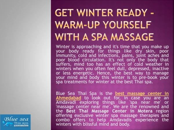 Get Winter Ready - Warm-Up Yourself with a Spa Massage