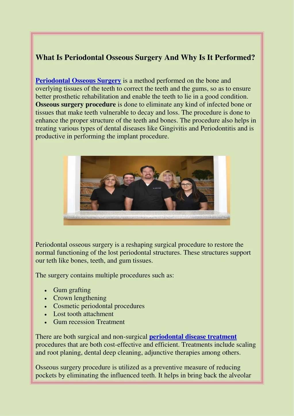 what is periodontal osseous surgery