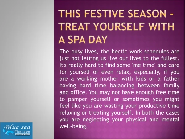 This Festive Season - Treat Yourself with A Spa Day