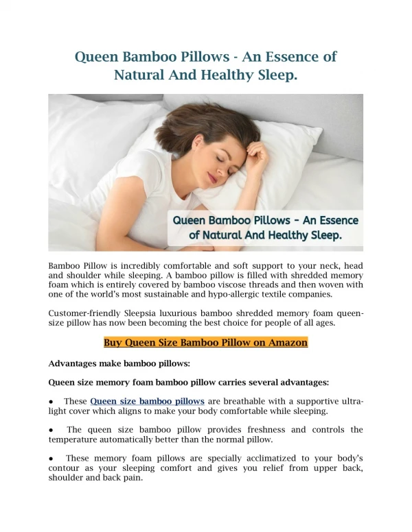 Queen Bamboo Pillows - An Essence of Natural And Healthy Sleep