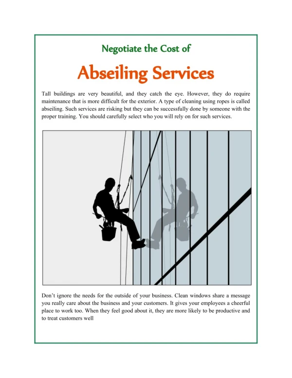 Negotiate the Cost of Abseiling Services