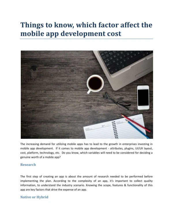 Things to know, which factor affect the mobile app development cost
