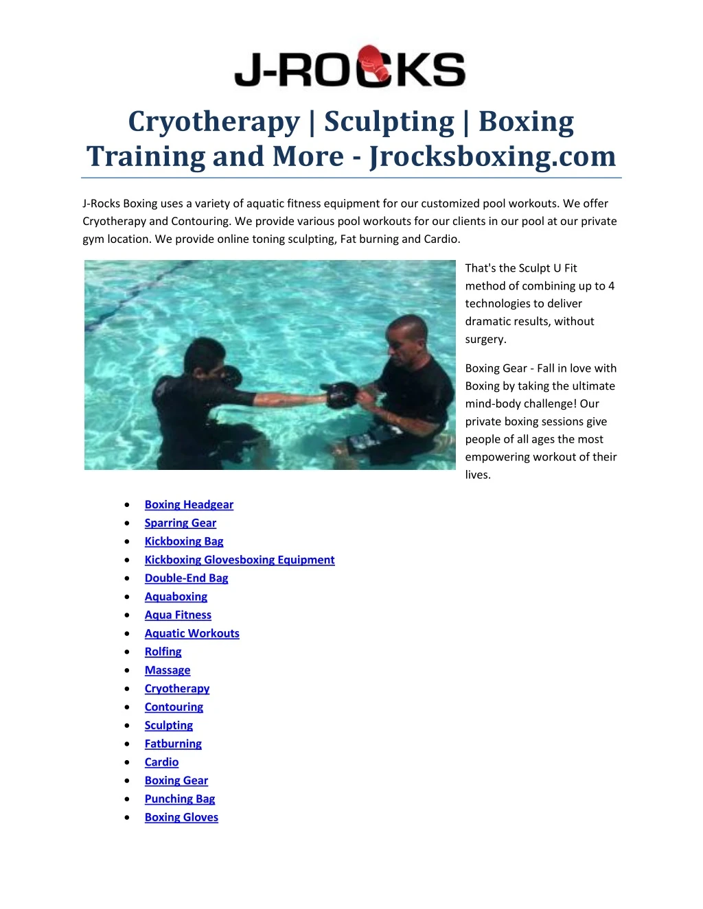 cryotherapy sculpting boxing training and more