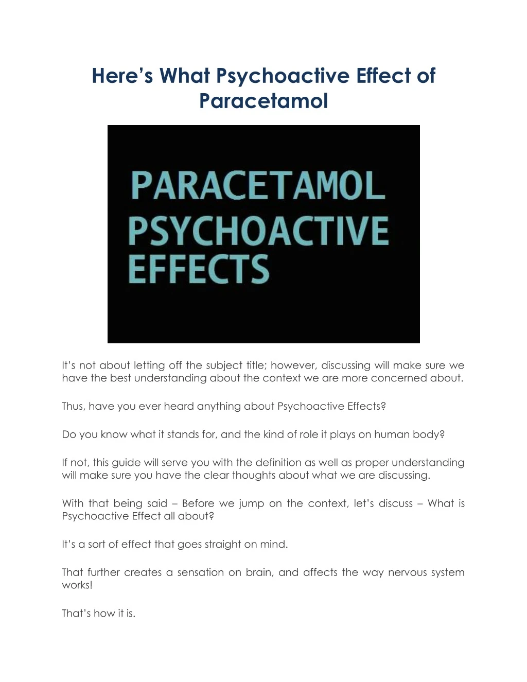 here s what psychoactive effect of paracetamol