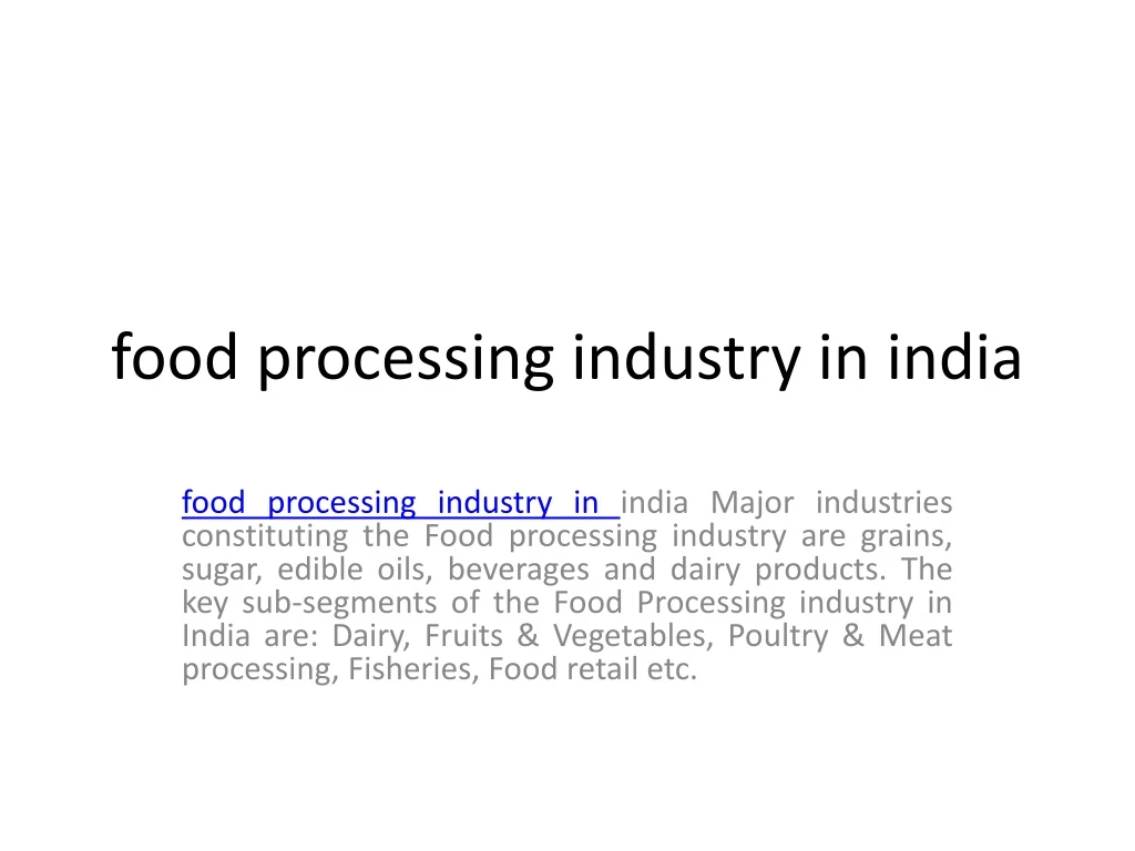 food processing industry in india