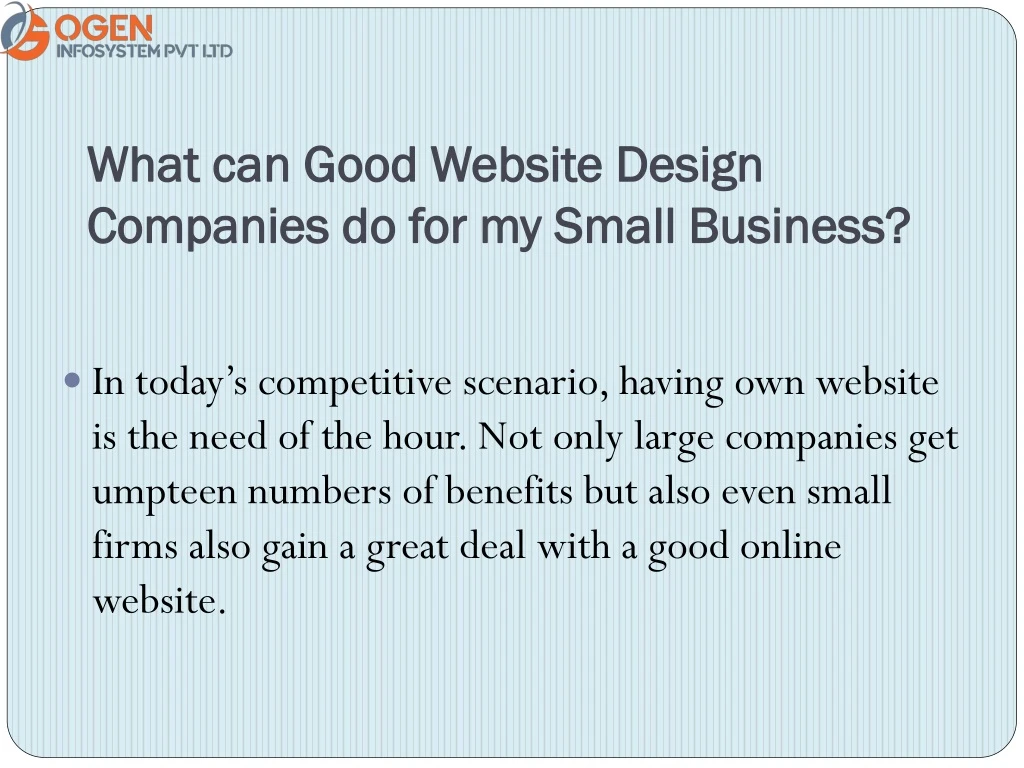 what can good website design companies do for my small business