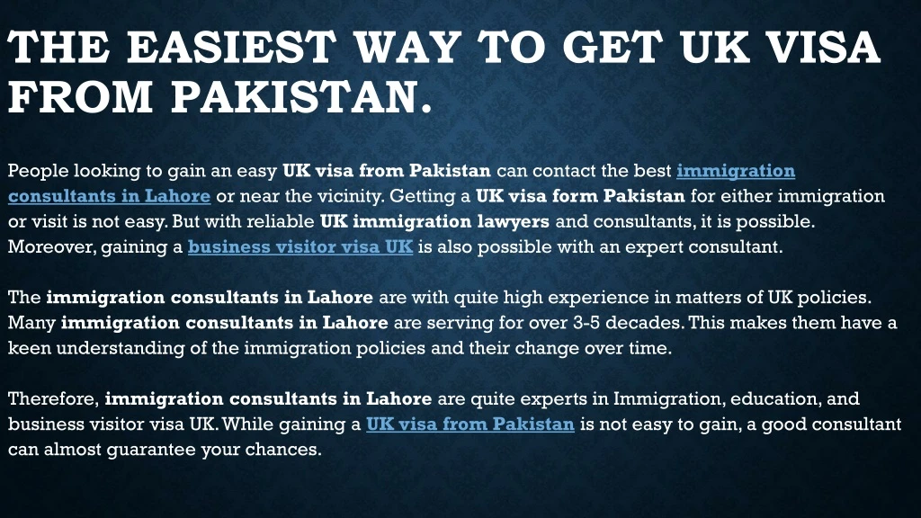 the easiest way to get uk visa from pakistan